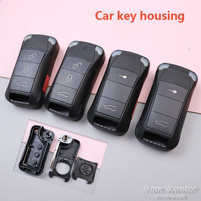 2 3 4 Bottoni Chiave Dell'automobile Fob Borsette Custodia per Porsche Cayenne GTS 2010 2009 2008 2007 2006 2005 2004 Auto Chiave Pieghevole A Distanza
