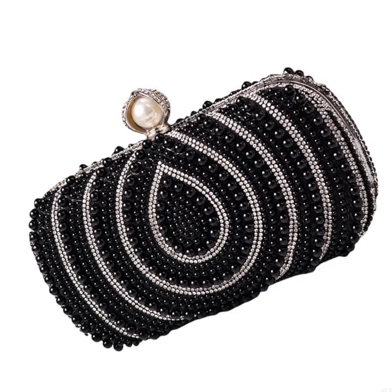 

Stylish Pearls Decorated Clutch Handbag Evening Purse Shoulder Crossbody Purse For Bridal Prom And Wedding Event 20CA