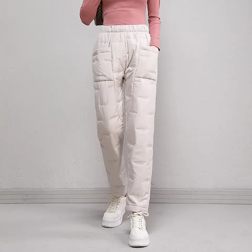 Winter Autumn Straight Leg Trouser Loose Slim Plus Size Thermal Pants Light Down Cotton Trousers For Women Clothing Жіночі штани
