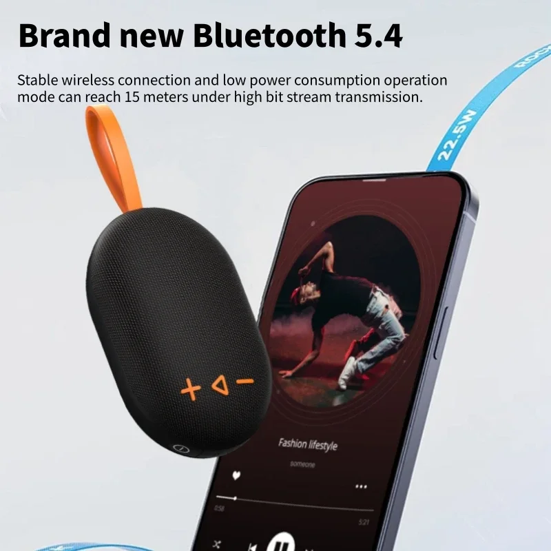 

Портативная Bluetooth-колонка EBS-312 с ремешком, Bluetooth 5.4, водонепроницаемость IPX5, стереозвук 6 Вт, магнитное основание, разноцветная, для улицы, спорта