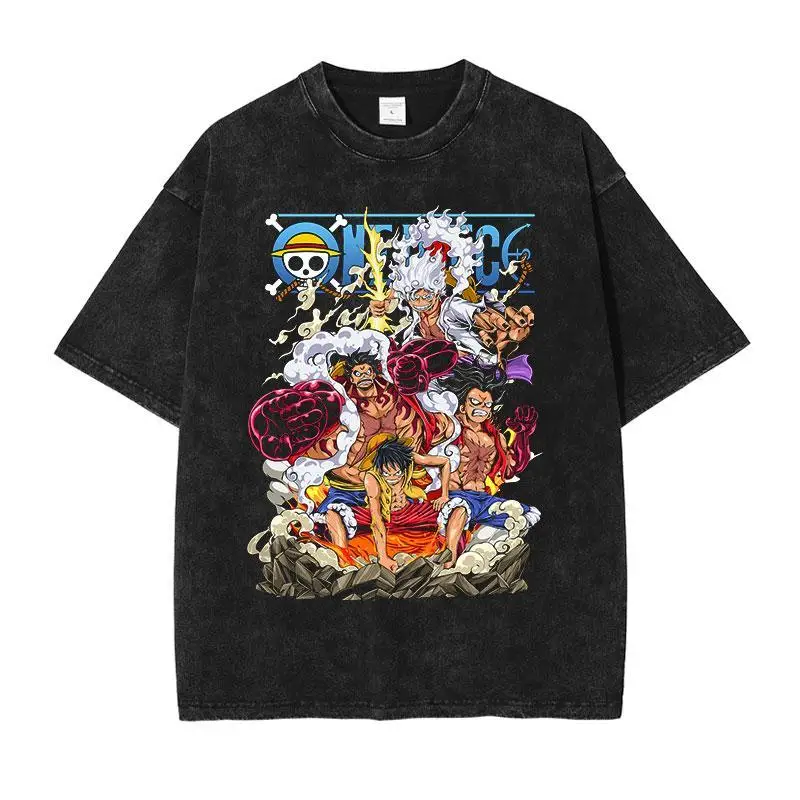 

Anime One Piece One Piece Vintage Washed Roronoa Zoro Street Harajuku Short Sleeve Casual T-Shirt Tide