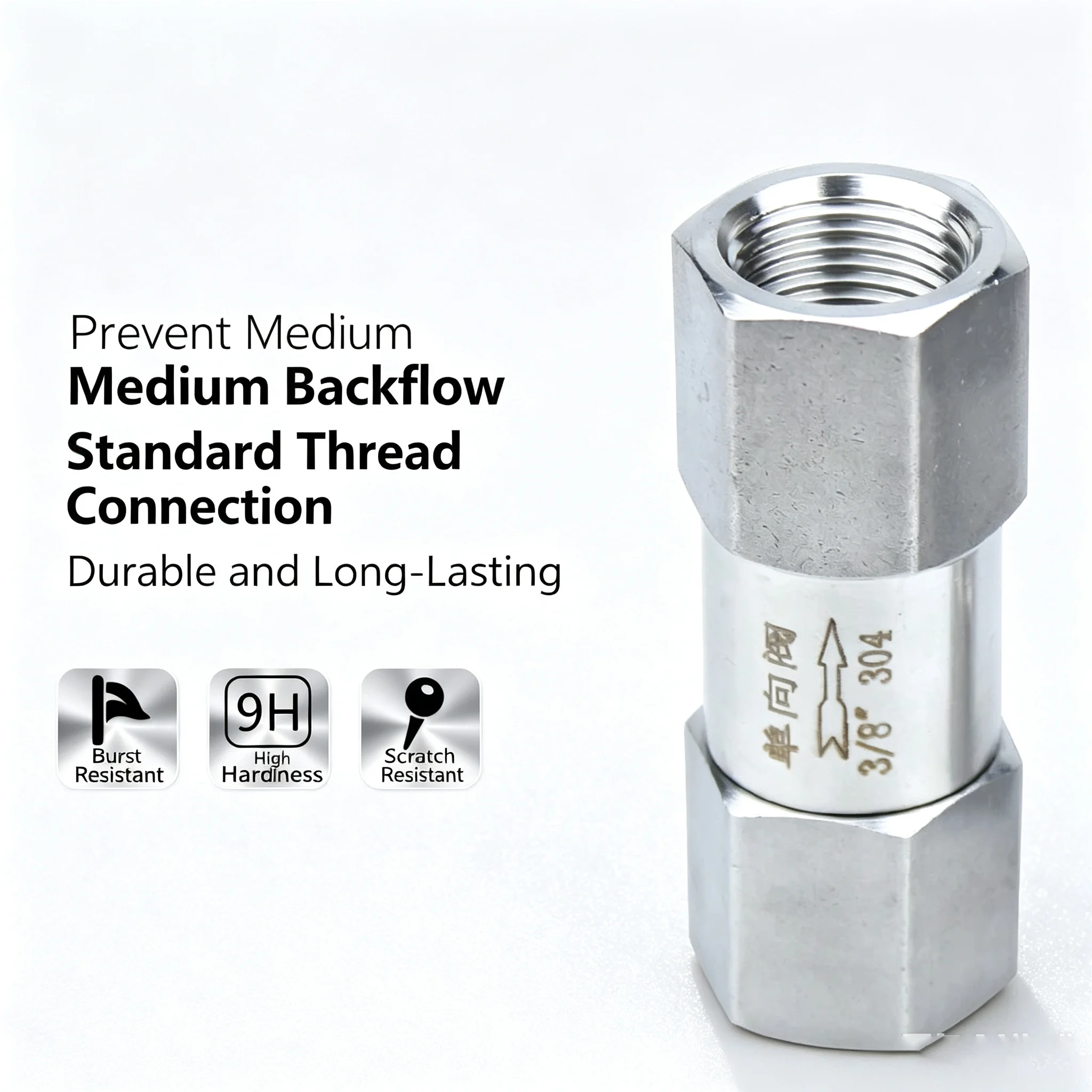 304 Stainless Steel One Way Valve Split Type Internal Thread Check Valve for High Temperature Boiler Liquid Gas