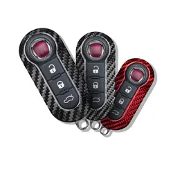 Carbon Fiber Key Fob Cover for FIAT Lancia Abarth 3 Buttons Folding Flip Car Remote Key F500 Replacement Shell Case