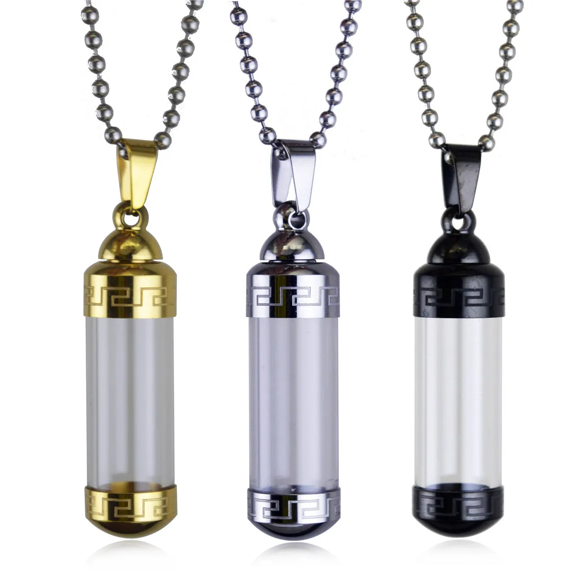

Stainless Steel Gawu Tube Perfume pendants wholesale gilded Buddhist Nepal stupa canopen the Shurangama mantra of evil Necklace