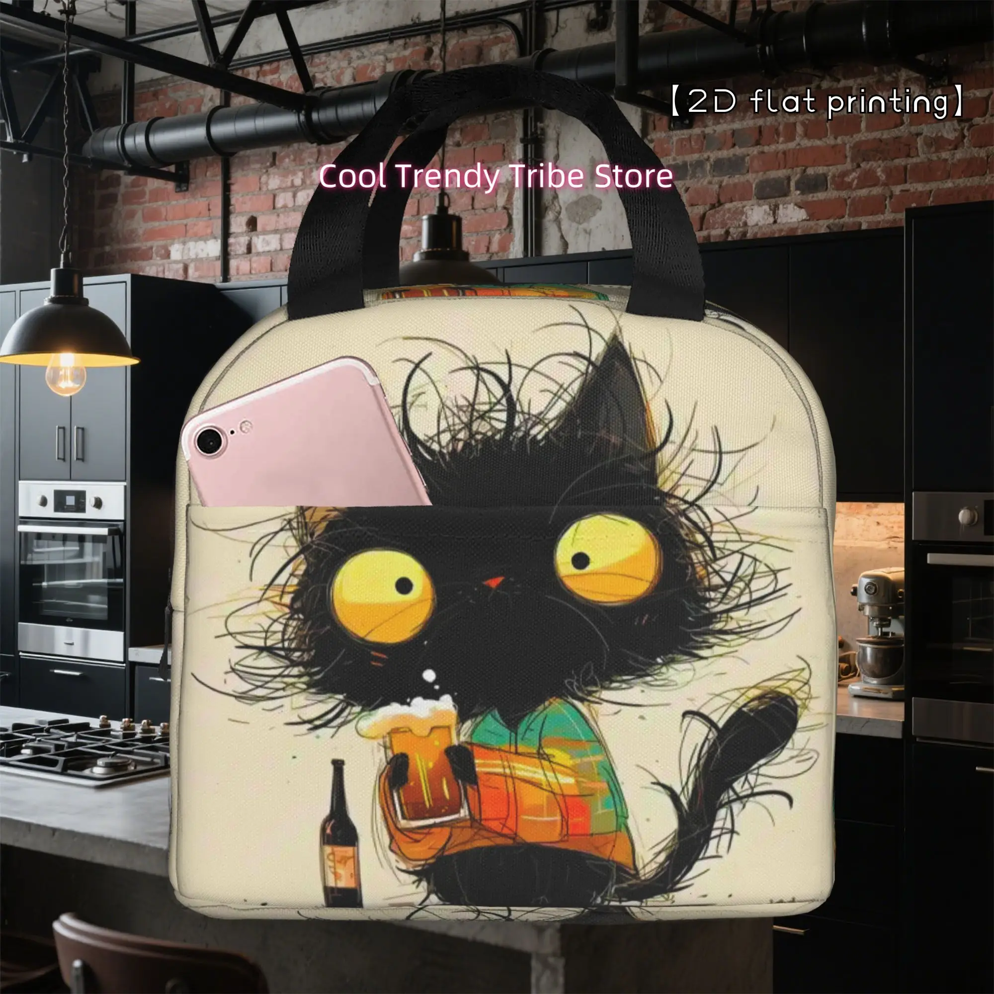 1pc Cute Cat Face Cooler Bag - Reusable Lunch Bag Compatible for, &, Non-Food Contact Cooling Bag for, Office, Picnic, Beach - H