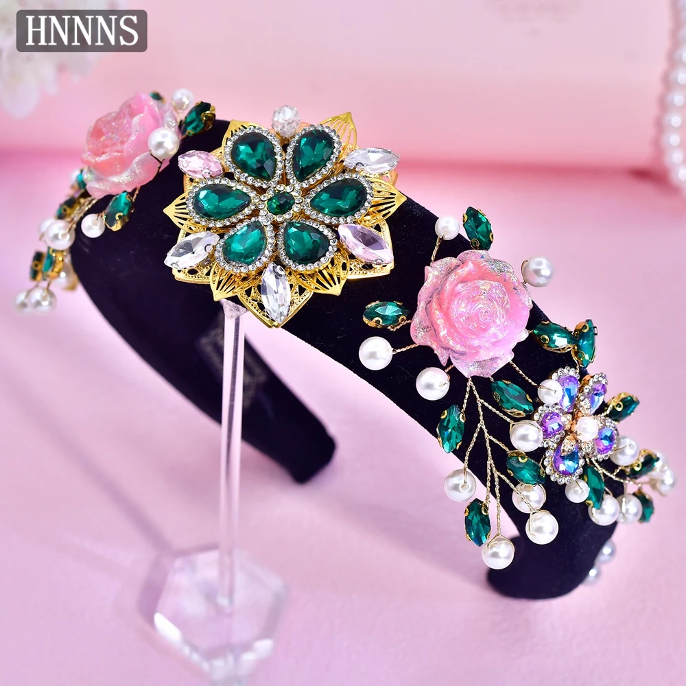 TOPQUEEN الزفاف الزفاف النمط الصيني رئيس هوب اليدوية سبيكة زهرة مطعمة المياه الماس السيدات مأدبة الشعر الحلي YXA405 #2