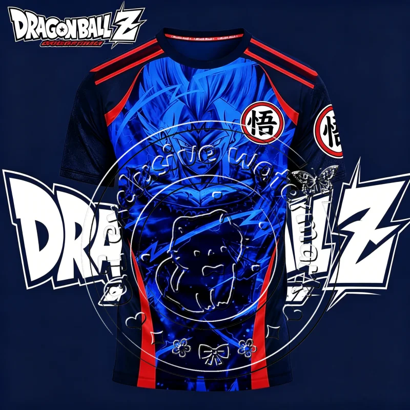 Dragon Ball Z Blue Saiyan 3D Print Quick Dry Breathable Unisex Goku Logo Football Basketball Casual Sports Short Sleeve Tee