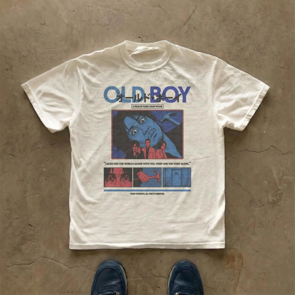 Oldboy Movie Shirt Vintage 2003 Film Poster Tee Manga Aesthetic Streetwear Clothing Graphic Short Sleeve Shirt Unisex Men Women