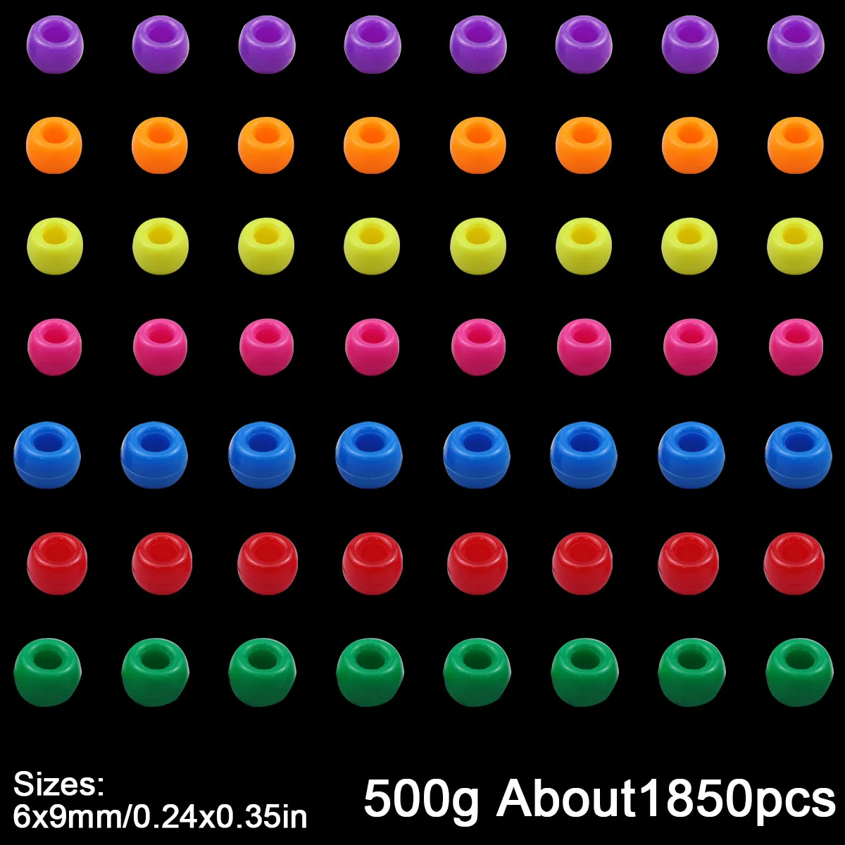 Acrylic Colorful 6×9mm Translucent Large Hole Bead Solid Color Spacer Loose Beads For Jewelry Making Bracelet DIY Accessories