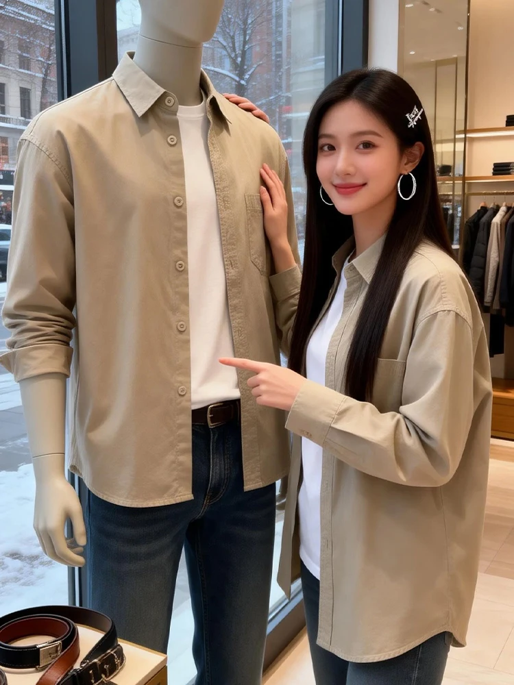 

Retro Japanese Khaki Cotton Men's Long Sve irt Lightweight Spring Outerwear Casual Sle Comfortable Fit Classic Collar