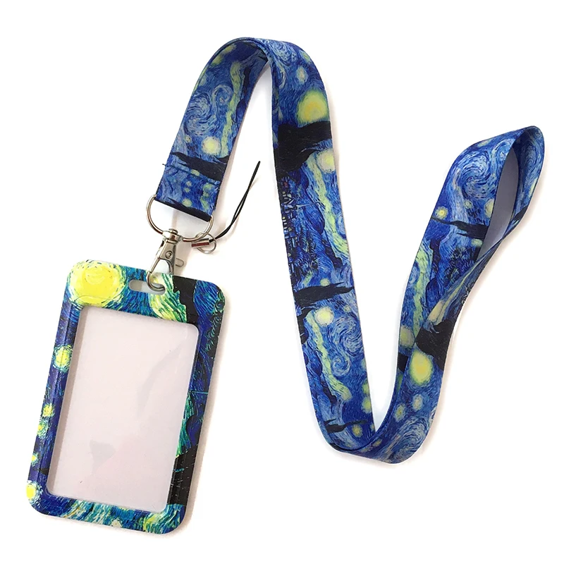 Van gogh Oil Painting Sunflowers Art Fashion Lanyard ID Badge Holder Bus Pass Case Cover Slip Bank Credit Card Holder Strap Gift