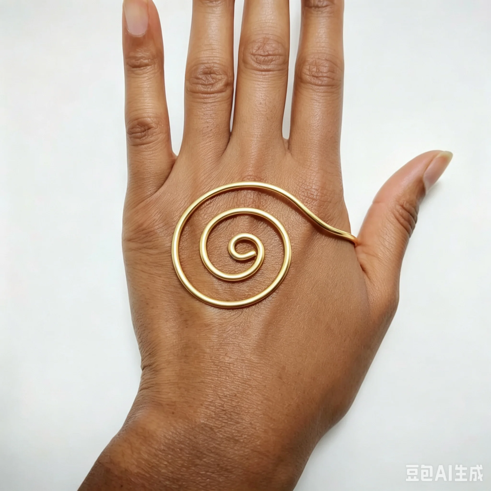 Vintage Geometric Swirl Palm Ring for Men Women Trendy Spiral Gold Plated Hand Ring Boho Party Unique Jewelry Gift