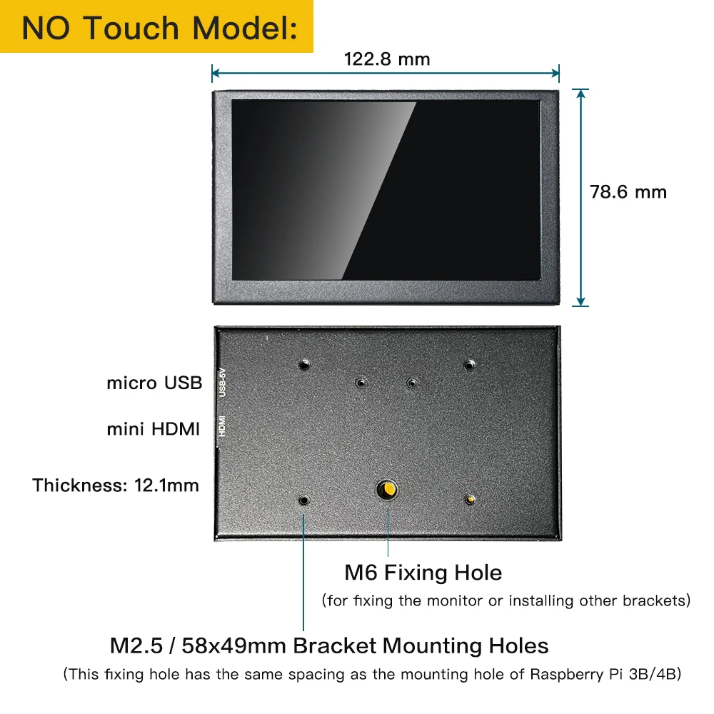 IPS Portátil 5 Polegadas Touchscreen, Mini Painel de Tela Sensível Ao Toque Capacitivo, 800x480, Full HD, HDMI, Monitor de Jogos, 5 Pontos