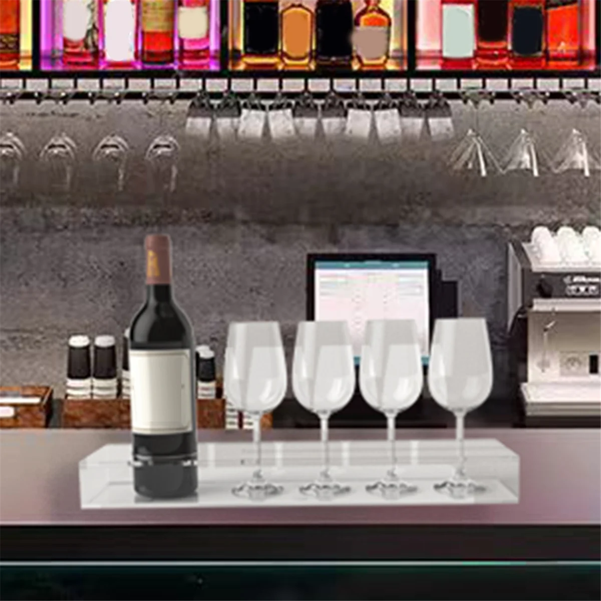 

Acrylic Shot Glass Holder Display Rack Bar Wine Drinks Cup Storage Carrier Tasting Serving Tray Single RowHUG