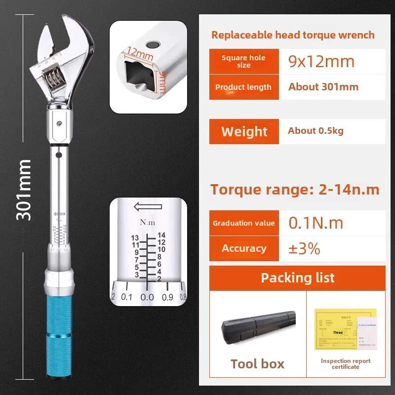 Adjustable Torque WrenchesHigh Precision Interchangeable Head Torque Wrenches