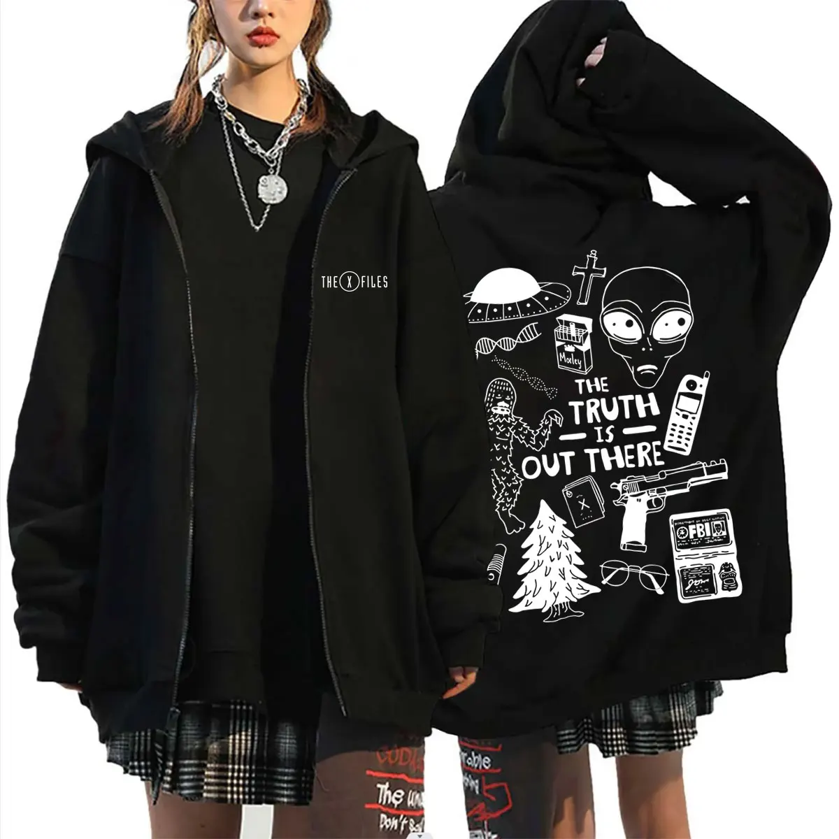 Sweat à capuche zippé The X Files The Truth Is Out There Merch pour hommes et femmes, vêtements décontractés, humoristiques, streetwear amusant pour homme