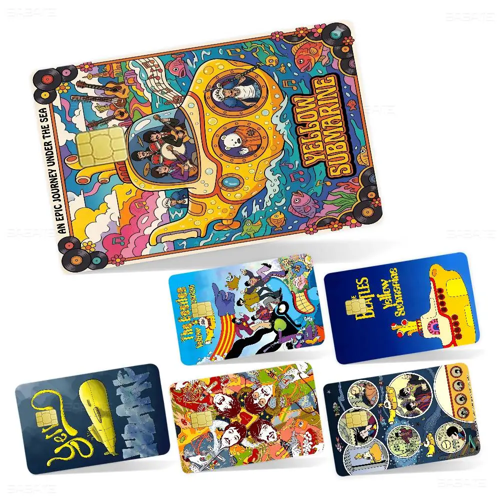 Cartoon Y-Yellow Submarine T-The B-Beatles Game Film Cover Sticker Case for Small Chip Credit Debit Card Front Side