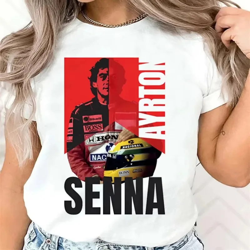 Ayrton Senna Women's T-Shirt Harajuku Style Digital Women's Graphic Breath Street Style T-Shirt 2000s Kawaii Style Graphic Y2K