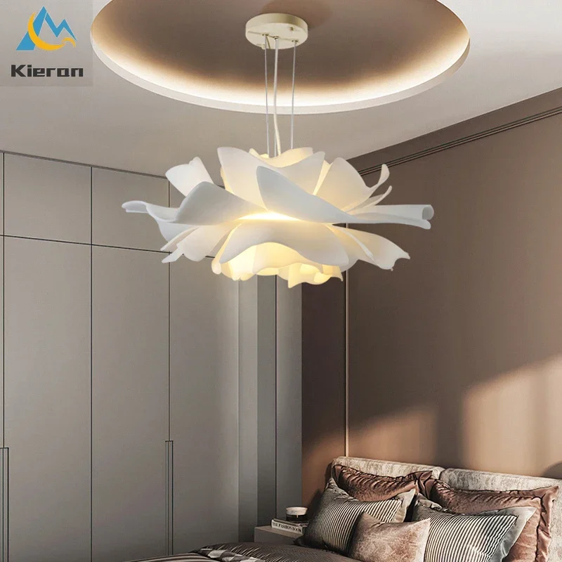 Nordic Modern Simple LED Chandelier Bedroom Restaurant Study Brights Acrylic Pendant Light Living Room Decor Flower Pendant Lamp