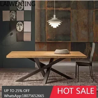 HLZ Nordic solid wood desk industrial style long table simple creative rectangle Simple