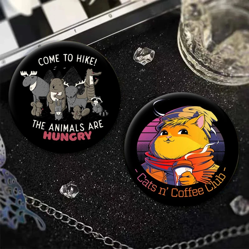 58mm Funny Animals Peace Was Never An Option Quotes Badges Creative Brooches Cartoon Button Pins Daily Fashion Decoration Gifts