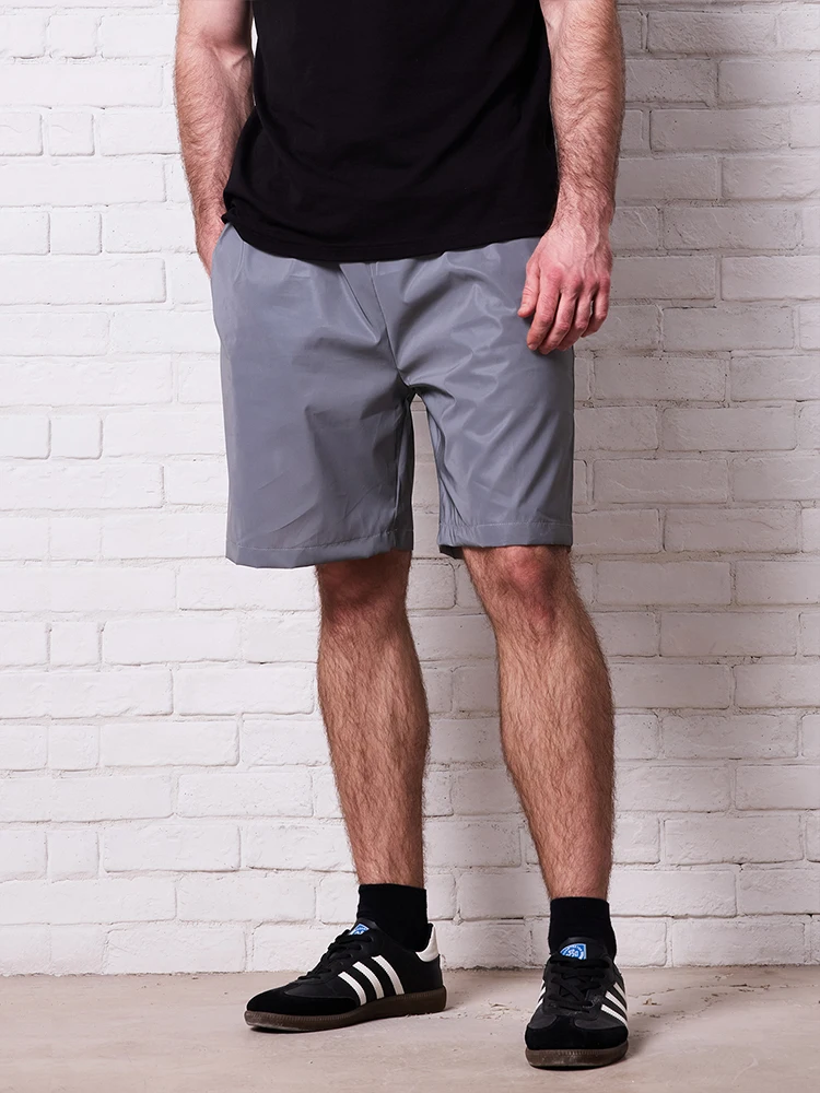 夏の新メンズ反射ショーツ屋外ナイトランニングジョガールーズカジュアル膝丈ショーツロックヒップホップダンスストリート