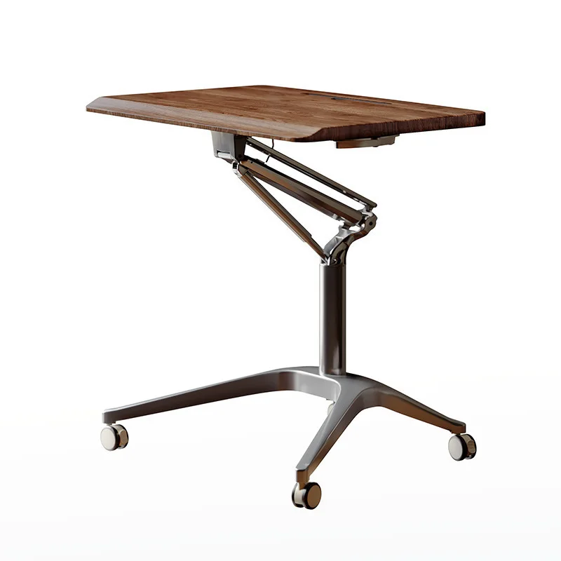 Pneumatic Mobile Standing Desk Height Adjustable Laptop Workstation with Lock Wheels