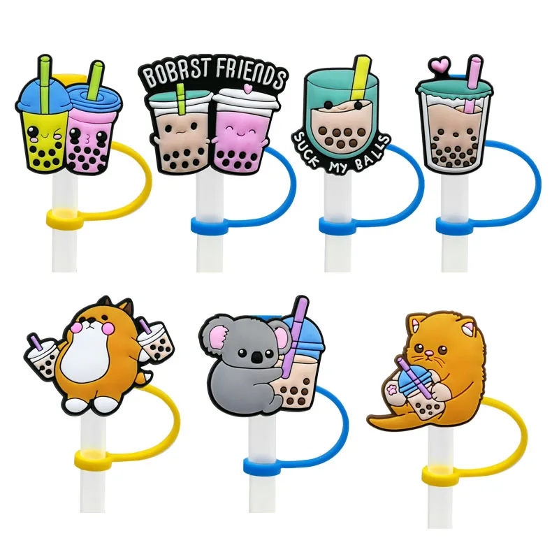 

1PCS PVC Wholesale Straw Toppers Fashion Cup Cute Style Beverage Straw Charms Splash Proof Drinking Party Supplies Straw Cover