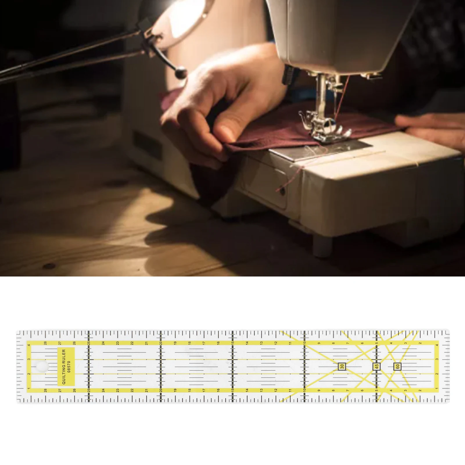 New Acrylic Quilting Ruler Yellow 5x30cm Patchwork Ruler Sewing Ruler Patchwork Sewing