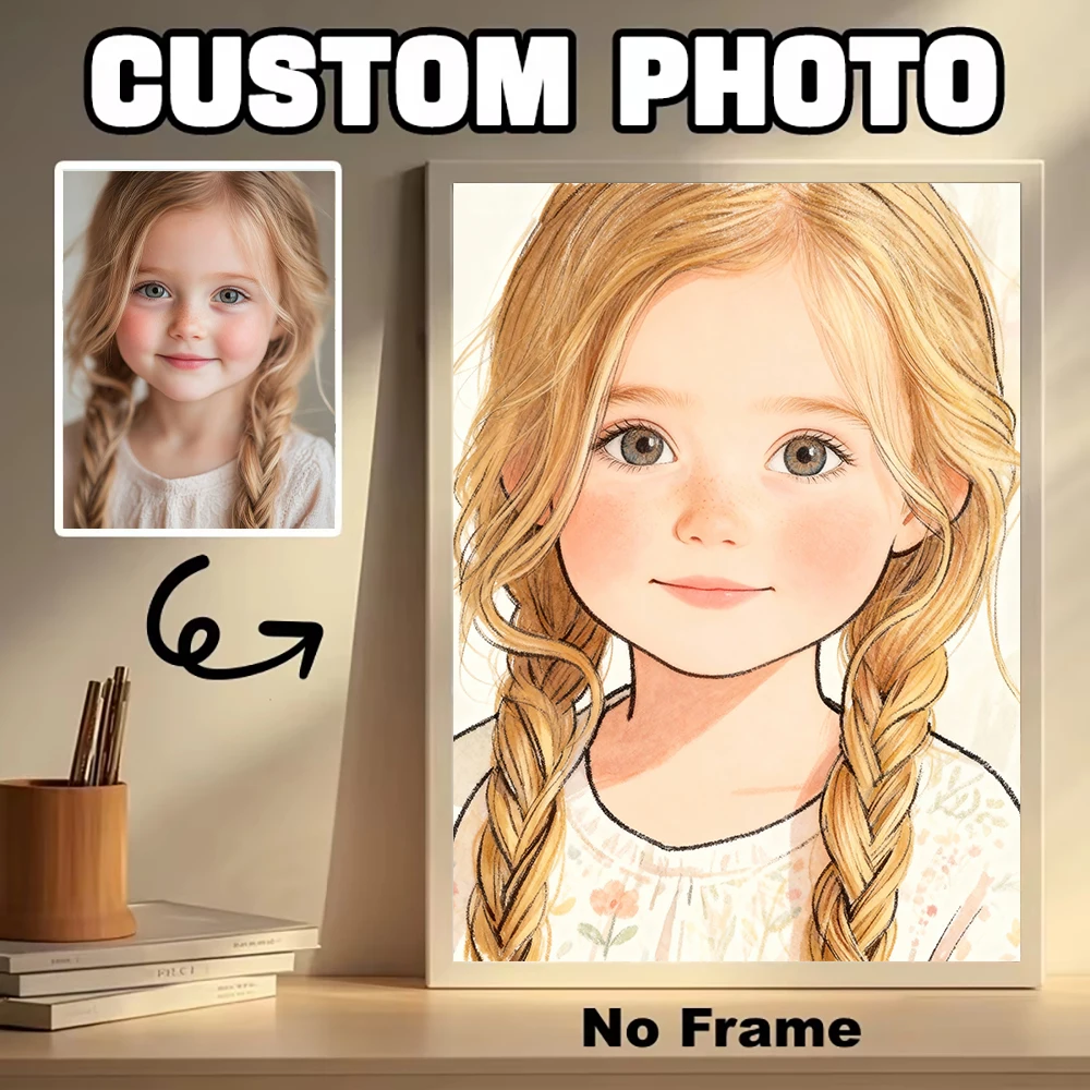 Custom Photos To Picture Book Portraits, Personalized Gifts for Family and Friends, Frameless Living Room Wall Art Decoration