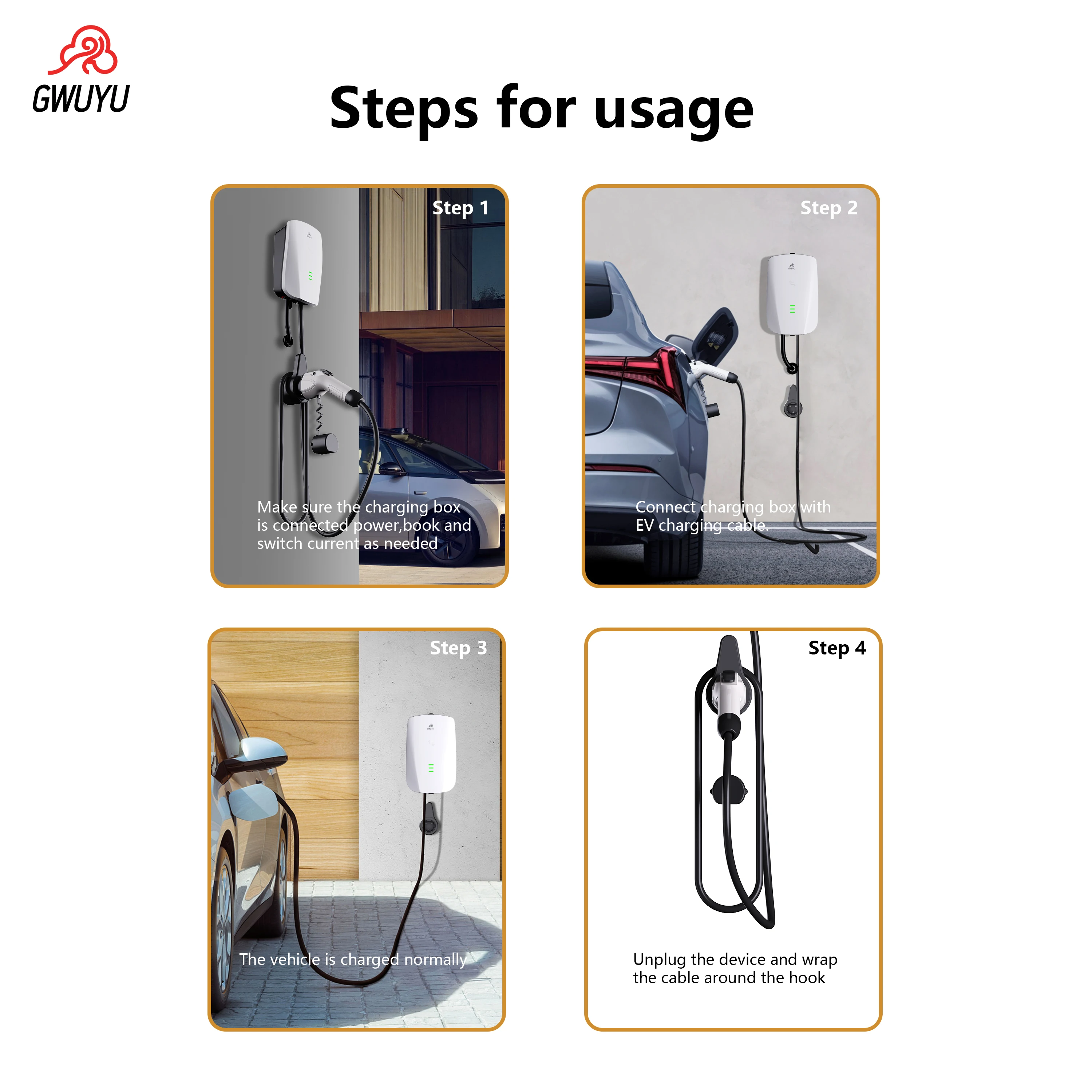 EVSE Wallbox Charging Station 1Phase 7KW 3Phase 11KW 22KW GB/T20234 Cable with RFID Card Electric Vehicle Charger Plug and Play