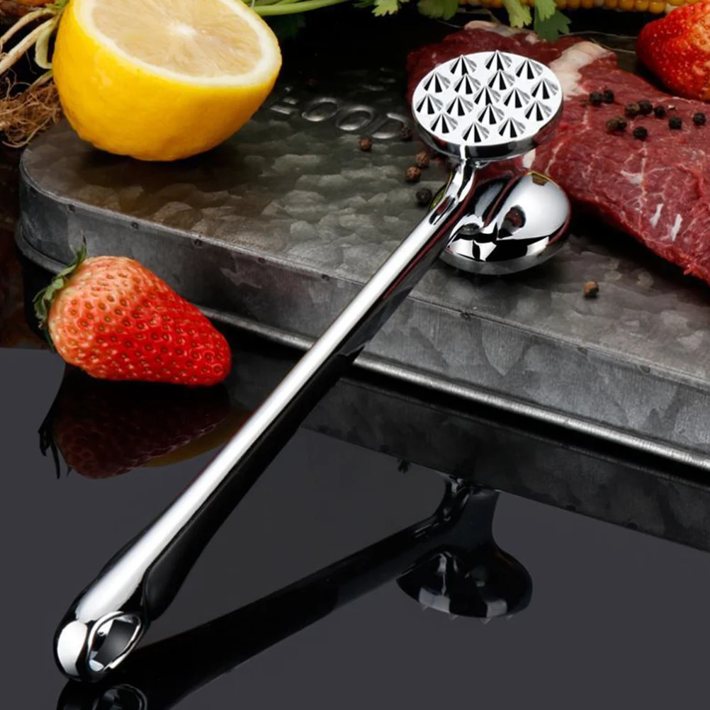 

Meat Tenderizer Steak Hammer Kitchen Tool Zinc Alloy Food Safe Practical For Home Restaurant Silver Color