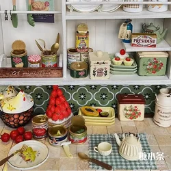 Dollhouse Mini Nostalgia Retro Box/milk/jar Food Play Decoration Children's Gift Miniature Kitchen Furniture Accessories