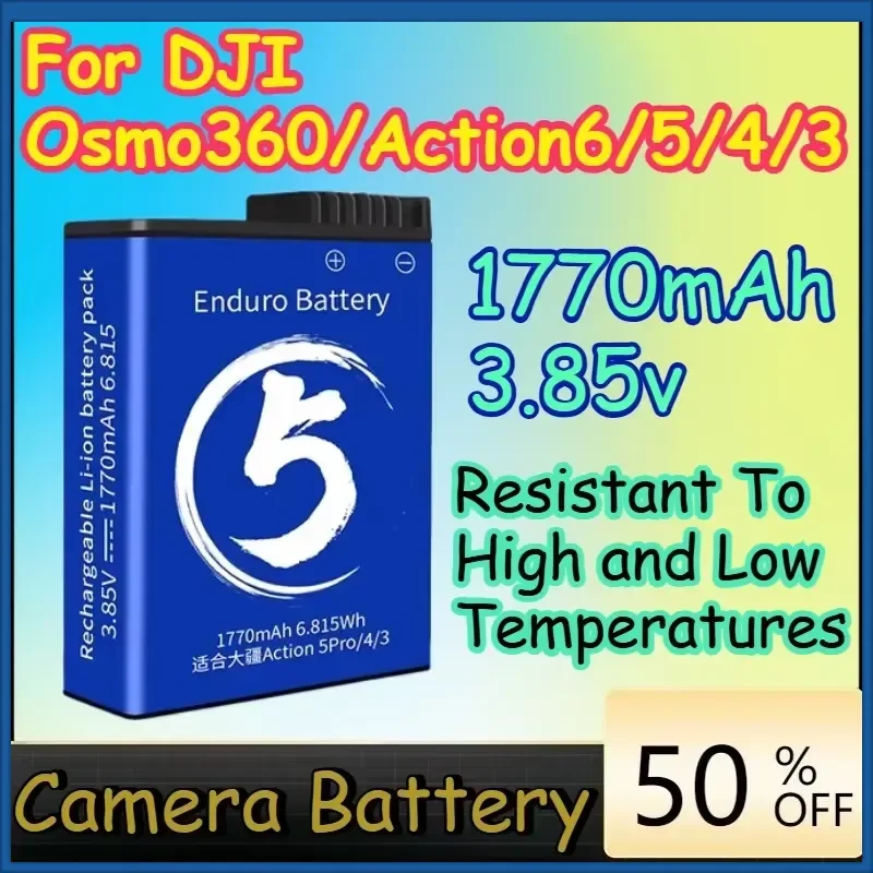 1770mAh 3.85v Replacement Battery for DJI Osmo360/Action6/5/4/3 Resistant To High and Low Temperatures Camera Battery