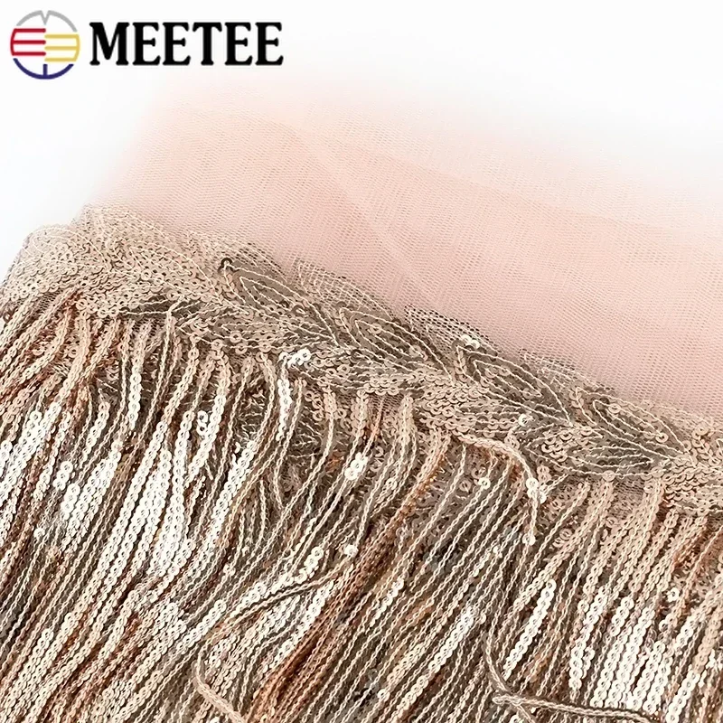 1-10Yards Meetee 18cm Sequin Fringe Trim Tassel Glitter Lace Fringes for Dance Clothes Dresses Decorative DIY Sewing Accessories