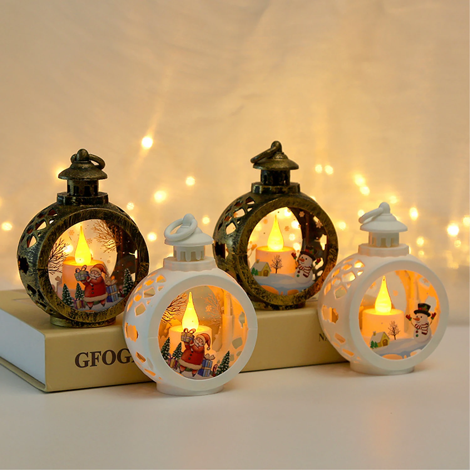 LED Christmas Decoration, Retro Christmas Candle Holder Lamp, Electronic Candle Light, Christmas and New Year Gifts