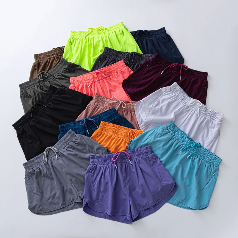Womens High Waisted Running Shorts Quick Dry Athletic Workout Shorts with Mesh Liner Zipper Pockets