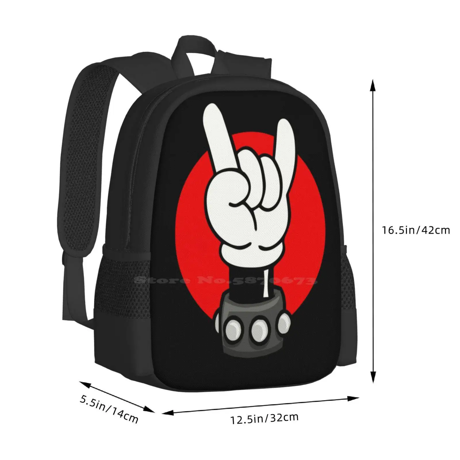 Rock On Mochilas Escolares para Adolescentes, Meninas Sacos De Viagem, Long Horns N Roll, Cool Cartoon Hand, Minnie, Arte Popular