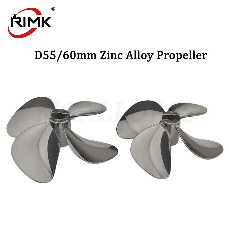 

1pc Black D55/60mm Left/ Right 4-Blades Zinc Alloy Propeller Submerged Prop for RC Boat Marine Tug Bait Boat DIY Netting Ship