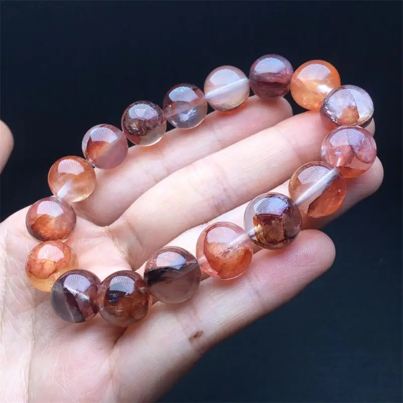 12MM Natural Red Fire Quartz Hematoid Bracelet Women Fashion Charm Crystal Healing Energy Gemstone Yoga Jewelry 1PCS