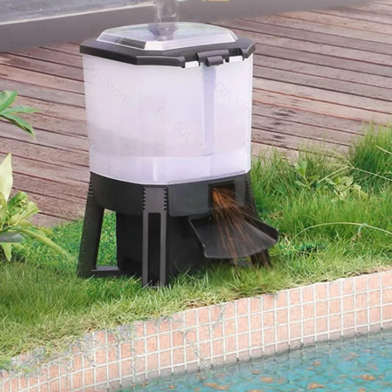 6L Adjustable Solar Powered Automatic Fish Feeder Digital Timing Food Dispenser for Aquarium Koi Pond Feeding
