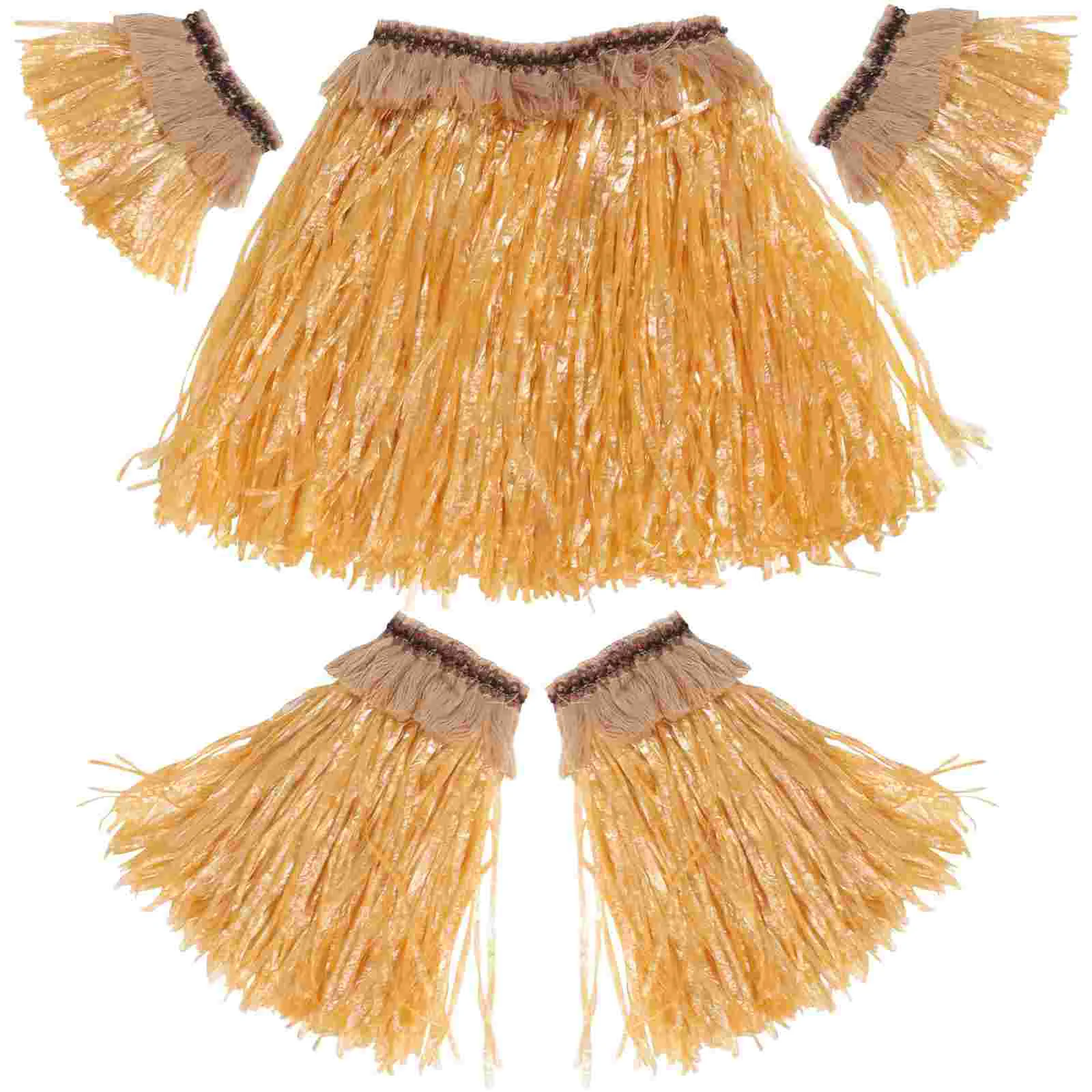 5 pezzi set erba hawaiana colore paglia donne adulte spiaggia erba gonna set costume da festa Luaus matrimoni eventi accessori
