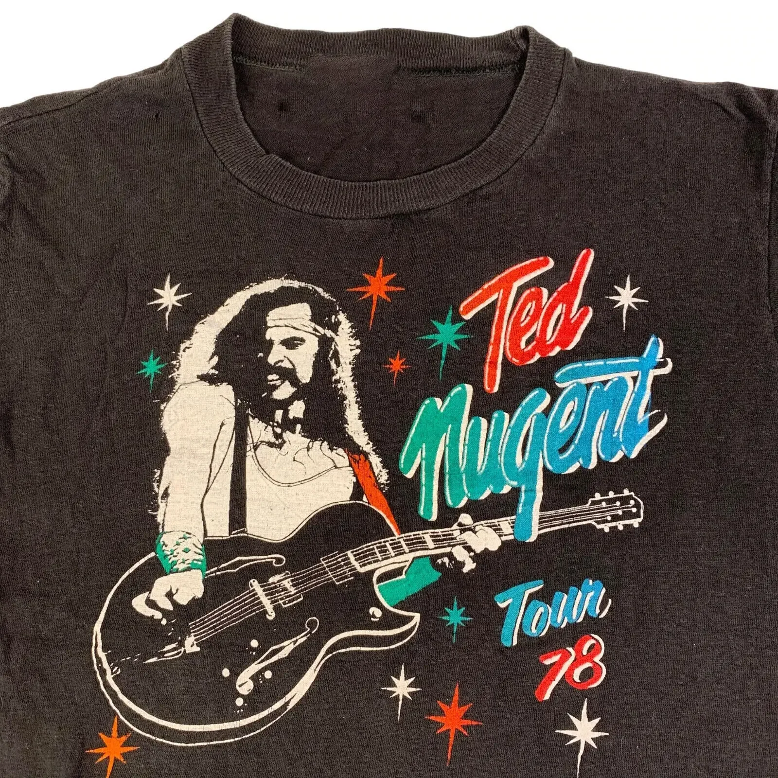 Ted Nugent Tour 78 Black Cotton Unisex Shirt S-234XL Short Sleeve QQ1400
