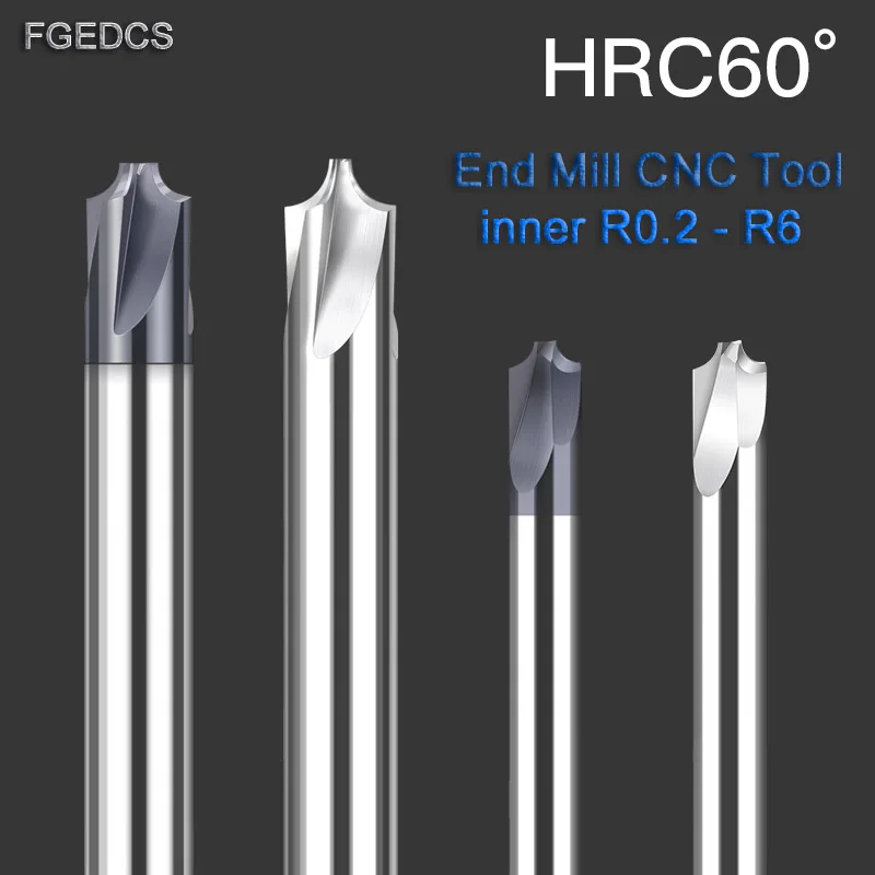 Carbide Radius Corner Rounding Cutter EndMill CNC Tool inner R0.2-R1 R2 R3 R6 Chamfering Outside Radii Quarter Circle Router Bit