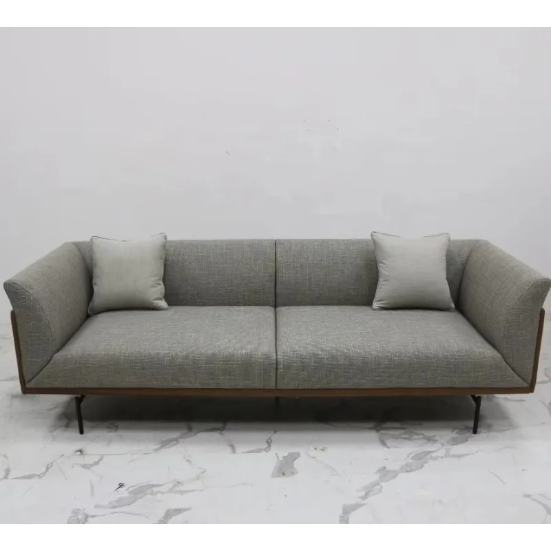 Three person living room fabric leather sofa, high-density foam stainless steel legs, living room sofa