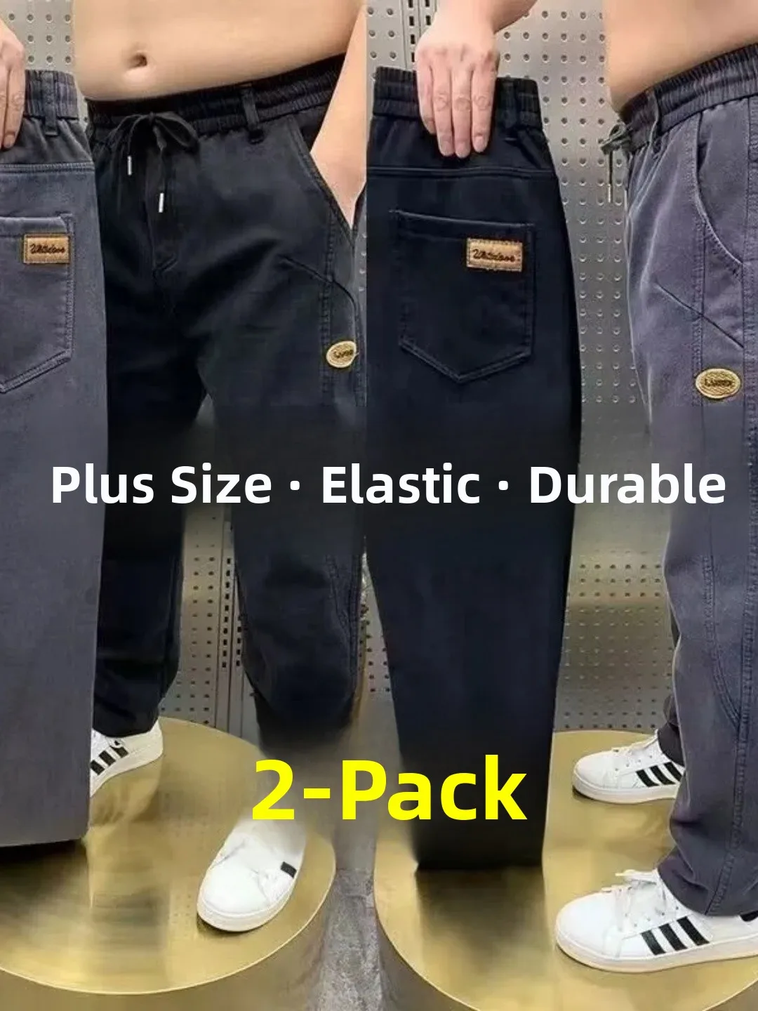 

Мужские повседневные рабочие джинсы на весну-осень, эластичные, свободные, прямые, длинные брюки, износостойкие, больших размеров, удобные, из хлопкового денима