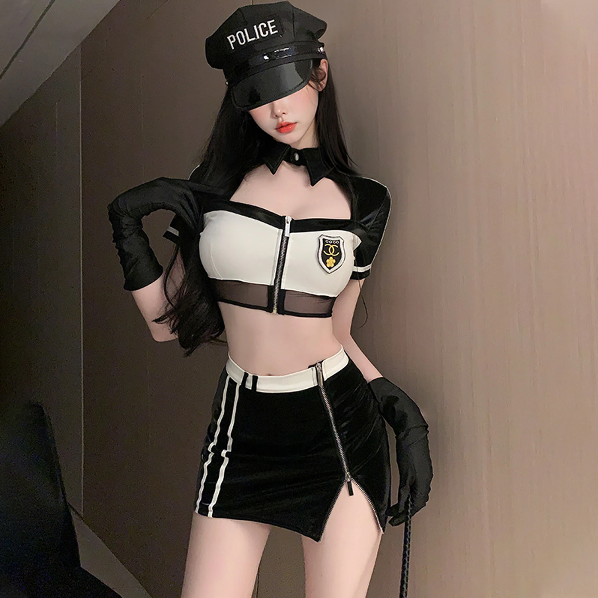 

Sexy Lingerie Dress Cosplay Nightclub Queen Tight Fitting Costume Erotic Policewoman Uniform Seduction Instructor Roleplay Adult