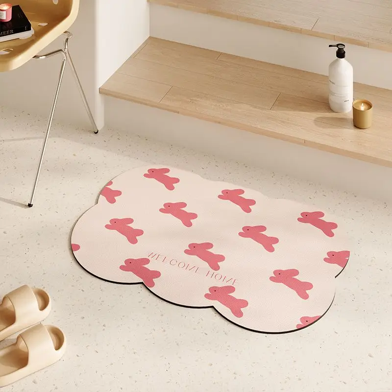 Jumping rabbit bathroom floor mat dopamine bathroom sink quick drying non-slip anti-drop absorbent foot mat door mat view 2