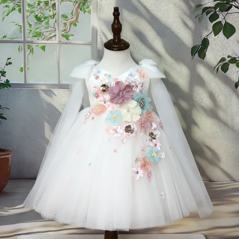 2026 Elegant Princess Dress for Girls Host Gown Children Pageant Party Formal Dresses Costume Wedding Flower Girl KidsBirthday