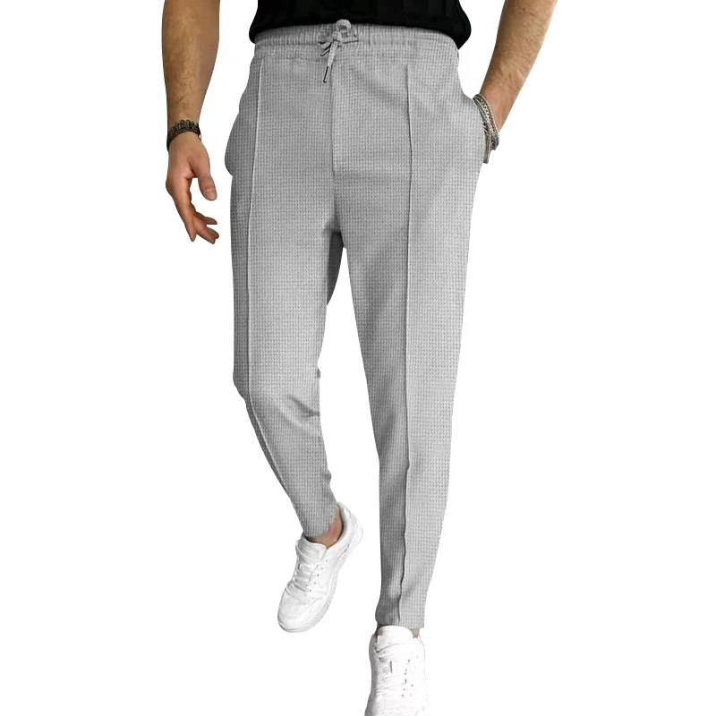 2023 New Vertical Cotton Pants Drawstring Elastic Waist Casual Comfort Pants